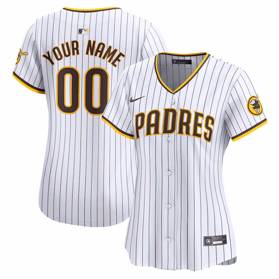 Women's San Diego Padres Nike White Home Limited Custom Jersey - Puhuasuan