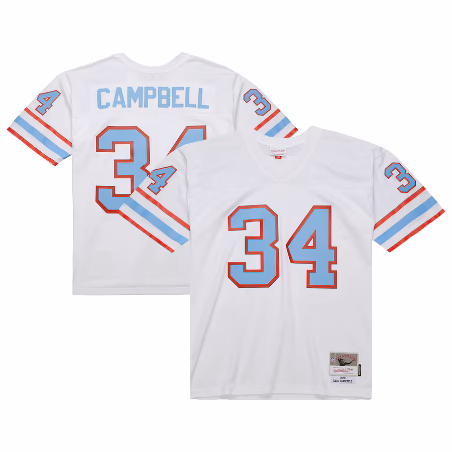 Men's Houston Oilers Earl Campbell Mitchell & Ness White 1979 Legacy Replica Jersey - Puhuasuan