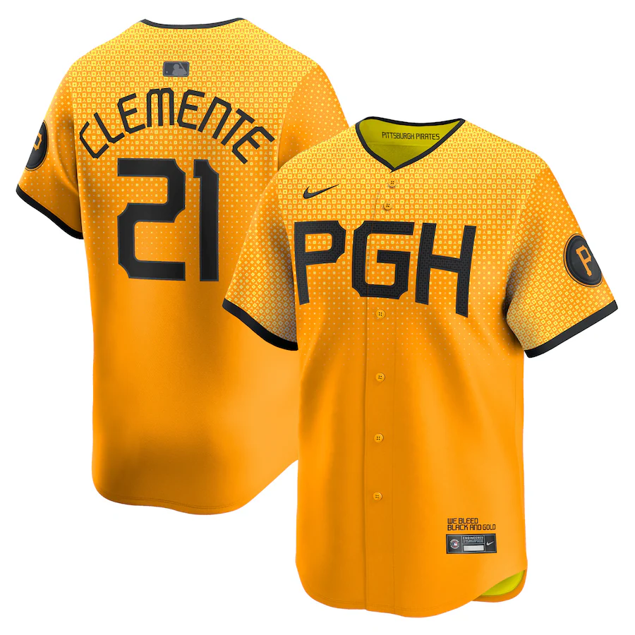 Men's Pittsburgh Pirates Roberto Clemente Nike Gold City Connect Limited Player Jersey - Puhuasuan