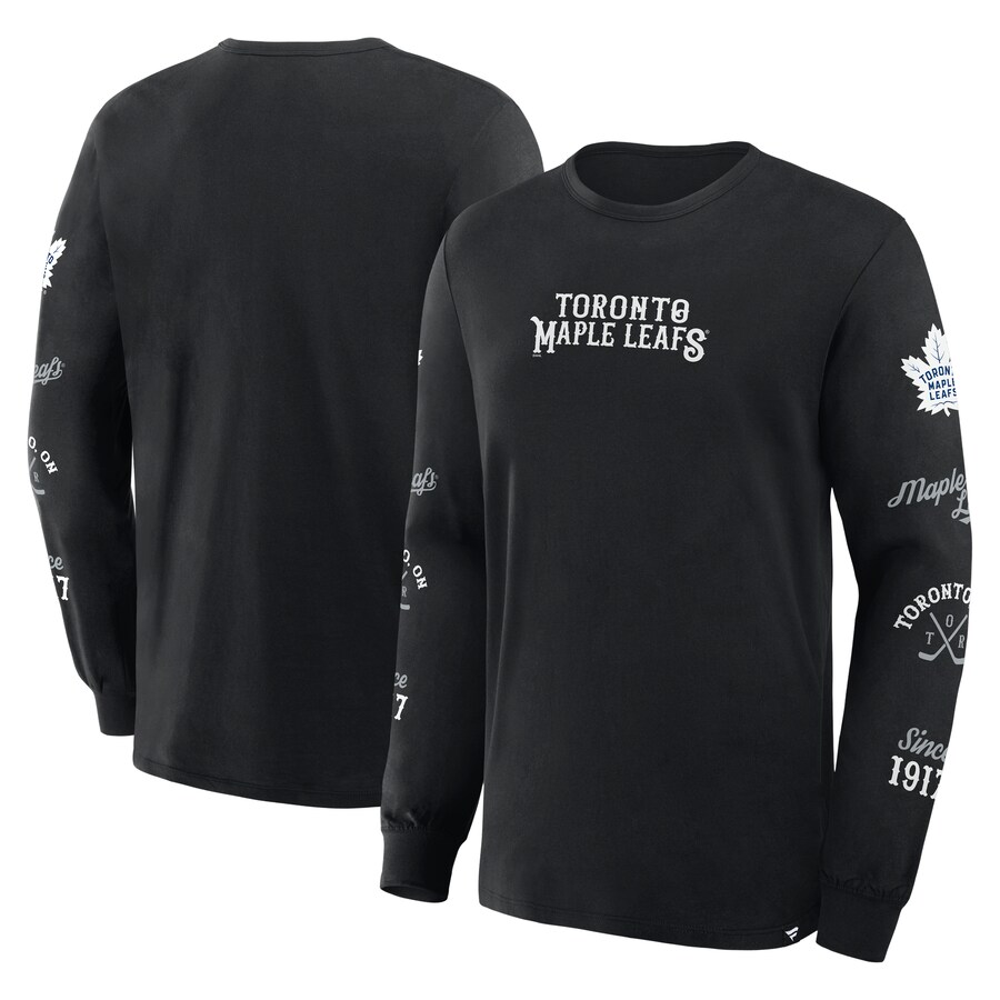 Men's Toronto Maple Leafs Fanatics Black Boxed In Legacy Long Sleeve T-Shirt - Puhuasuan