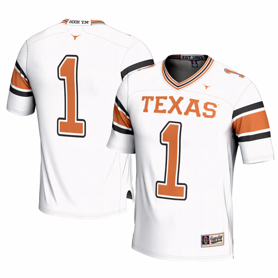 Men's GameDay Greats #1 White Texas Longhorns Football Jersey - Puhuasuan