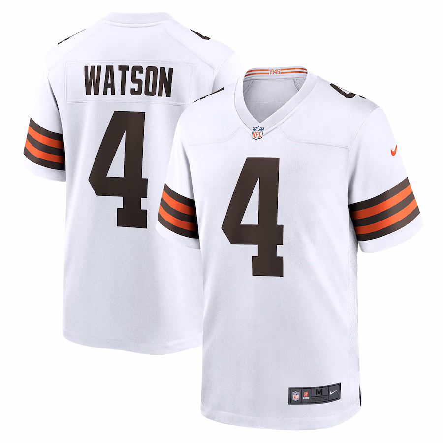 Men's Cleveland Browns Deshaun Watson Nike White Game Jersey - Puhuasuan
