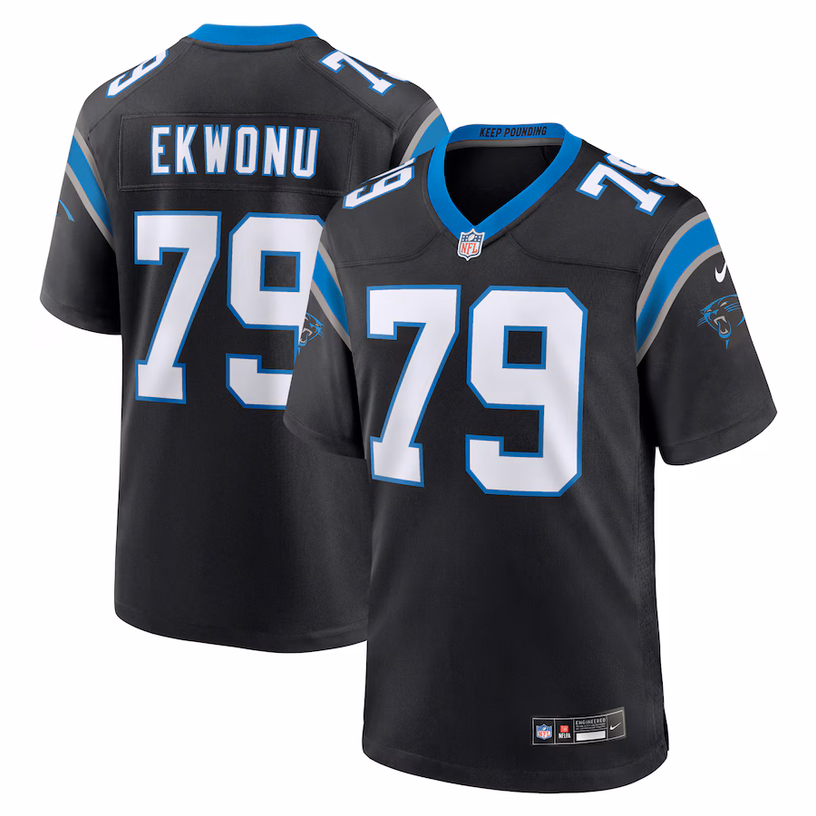 Men's Carolina Panthers Ikem Ekwonu Nike Black Game Jersey - Puhuasuan