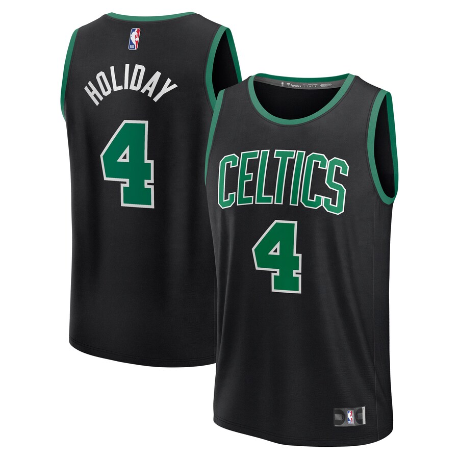 Men's Boston Celtics Jrue Holiday Fanatics Black Fast Break Replica Player Jersey - Statement Edition - Puhuasuan