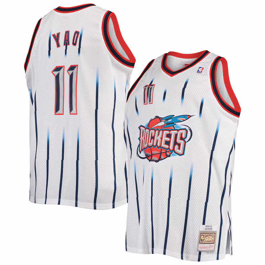 Men's Houston Rockets Yao Ming Mitchell & Ness White 2002/03 Big & Tall Hardwood Classics Swingman Jersey - Puhuasuan