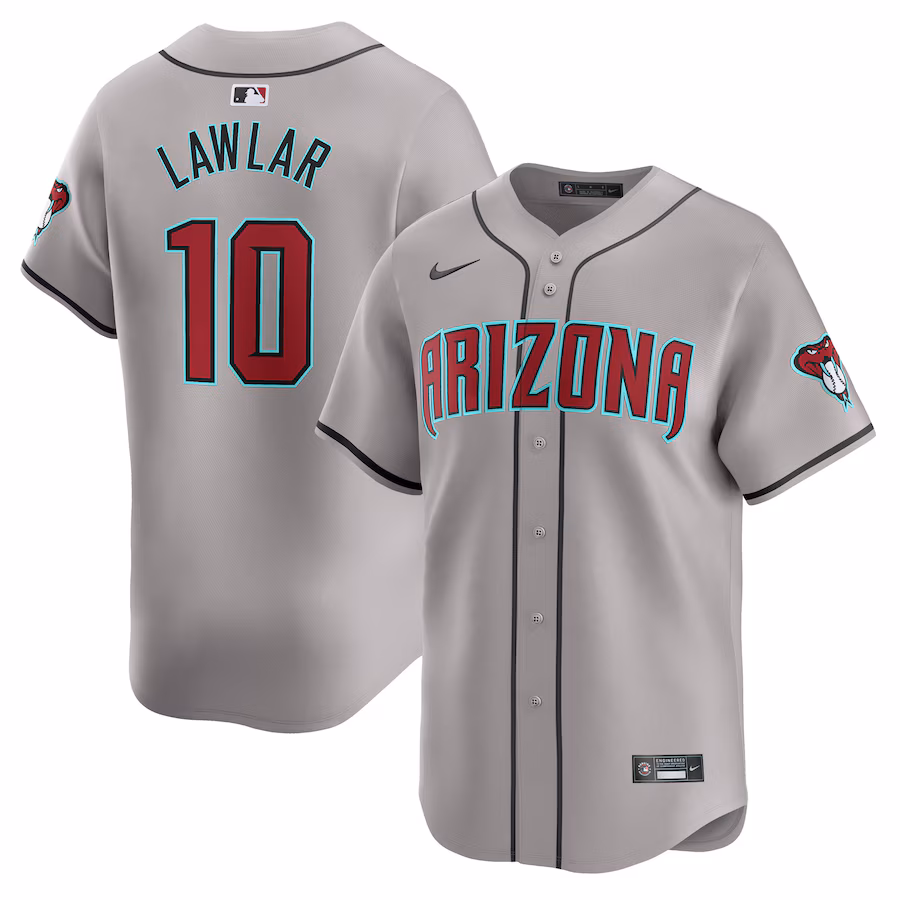 Men's Arizona Diamondbacks Jordan Lawlar Nike Gray Away Limited Player Jersey - Puhuasuan