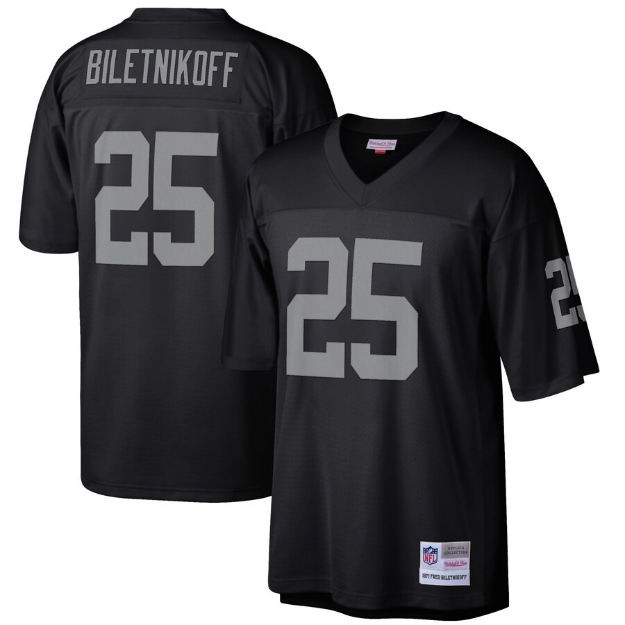 Men's Las Vegas Raiders Fred Biletnikoff Mitchell & Ness Black Retired Player Legacy Replica Jersey - Puhuasuan
