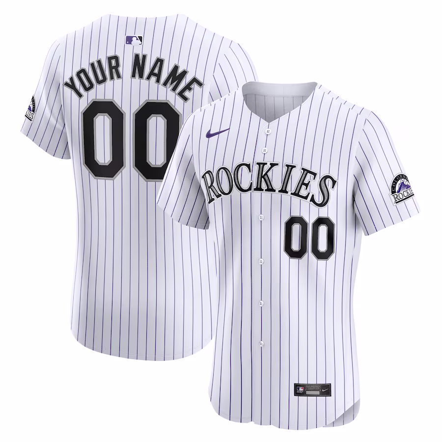 Men's Colorado Rockies Nike White Home Elite Custom Jersey - Puhuasuan