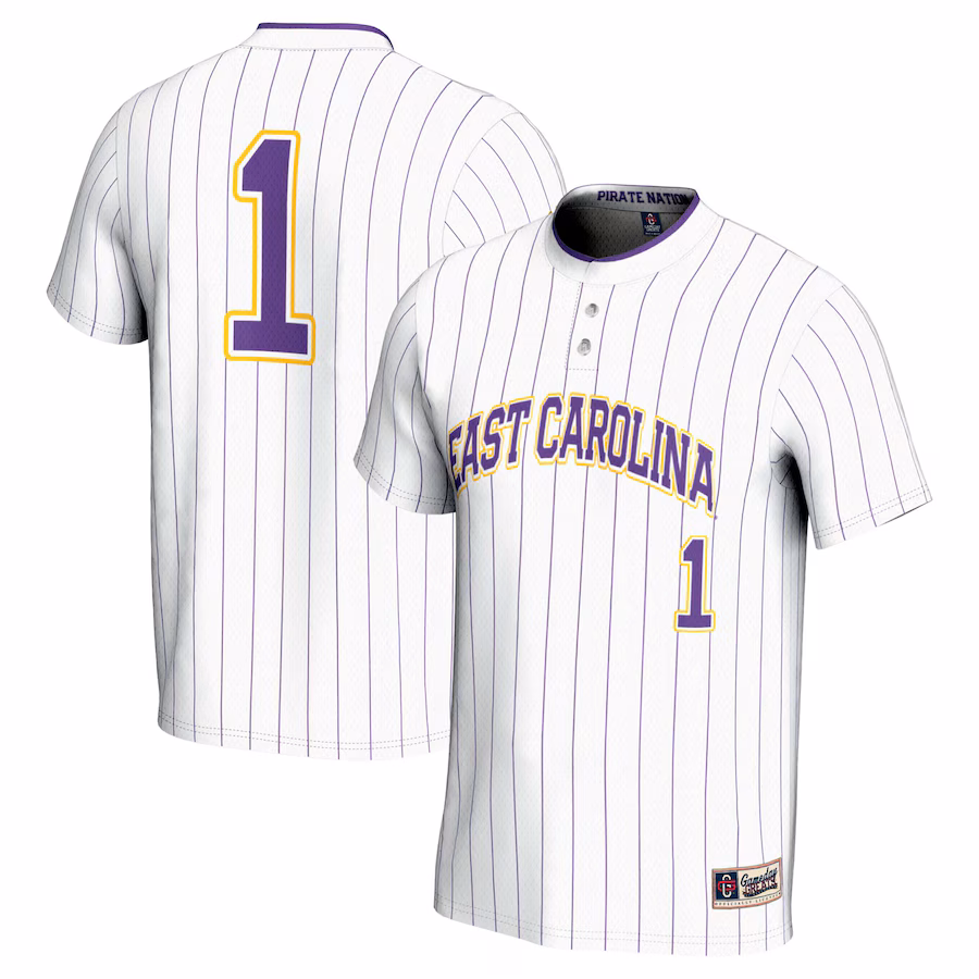 Unisex GameDay Greats #1 White ECU Pirates Lightweight Softball Jersey - Puhuasuan