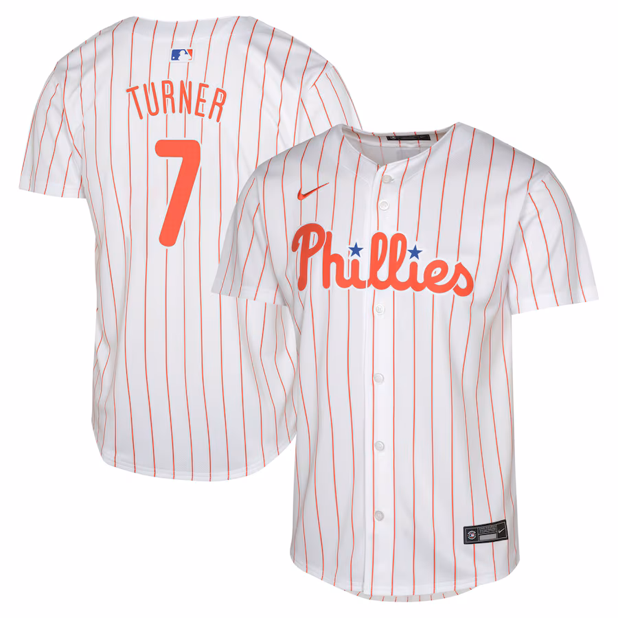 Youth Philadelphia Phillies Trea Turner Nike White Limited Player Jersey - Puhuasuan