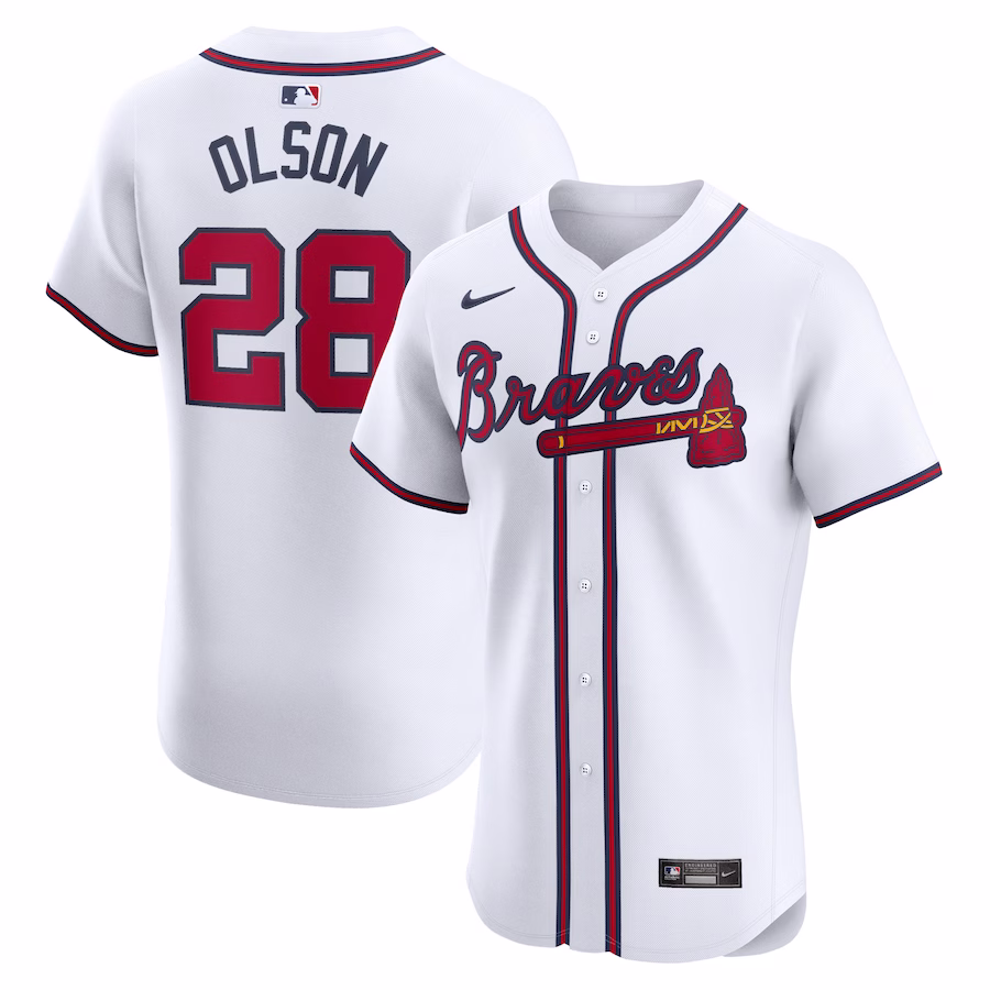 Men's Atlanta Braves Matt Olson Nike White Home Elite Player Jersey - Puhuasuan