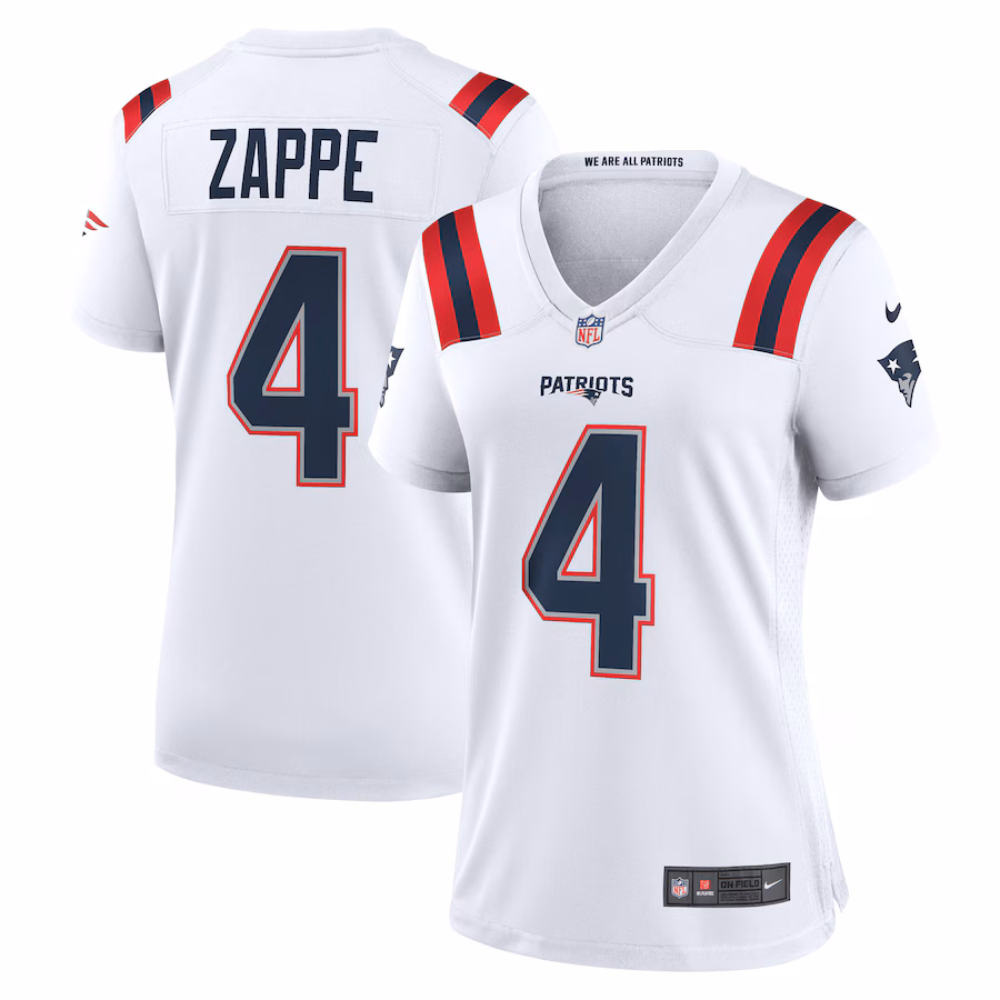Women's New England Patriots Bailey Zappe Nike White Game Player Jersey - Puhuasuan