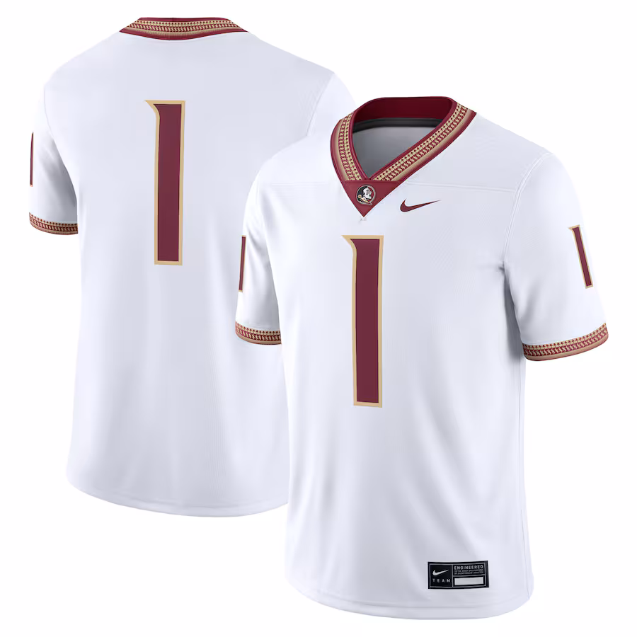 Men's Nike #1 White Florida State Seminoles Game Jersey - Puhuasuan