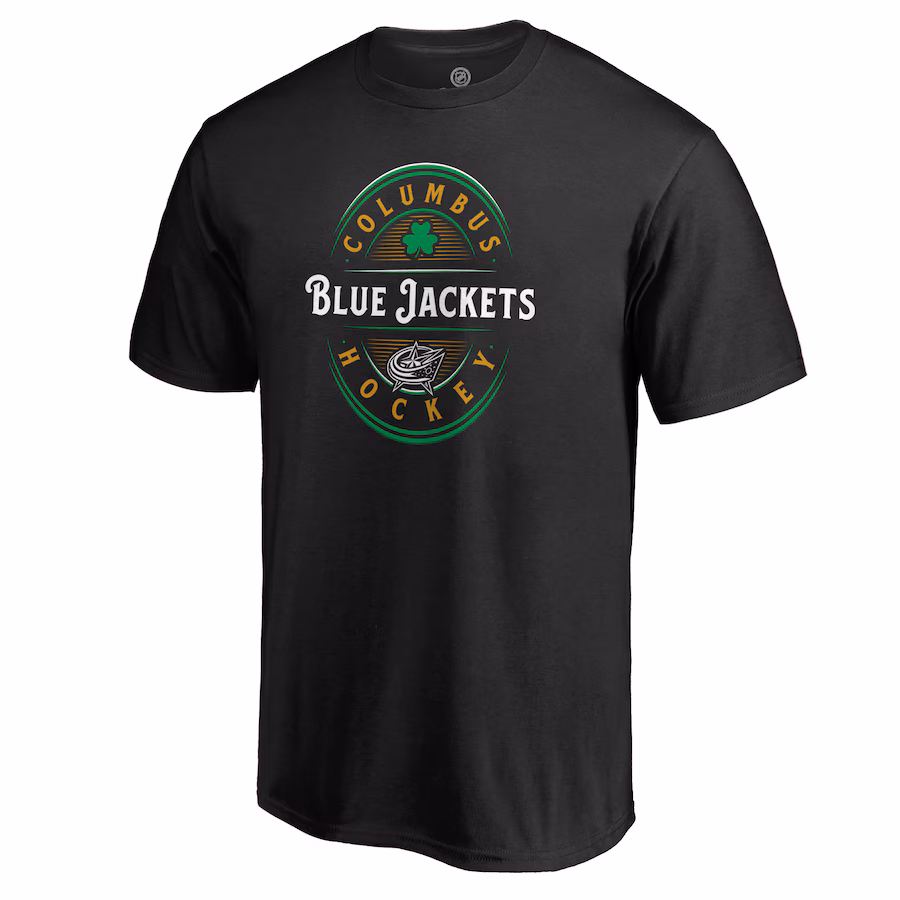 Men's Columbus Blue Jackets Black St. Patrick's Day Forever Lucky T-Shirt - Puhuasuan