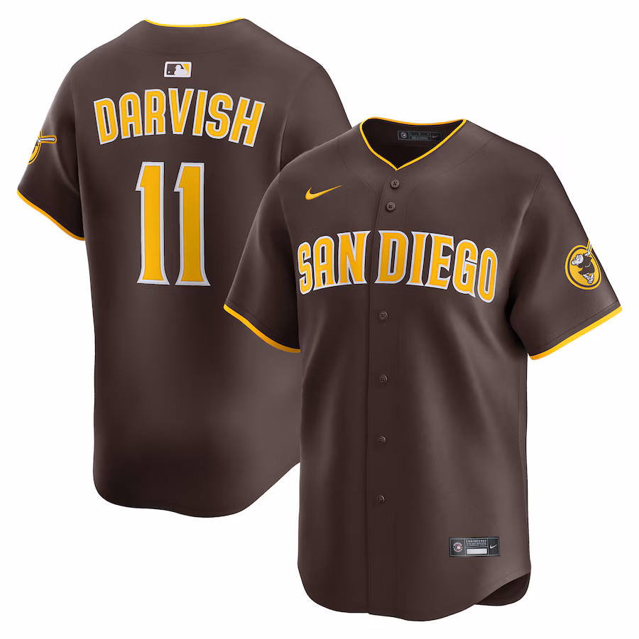 Men's San Diego Padres Yu Darvish Nike Brown Road Limited Player Jersey - Puhuasuan
