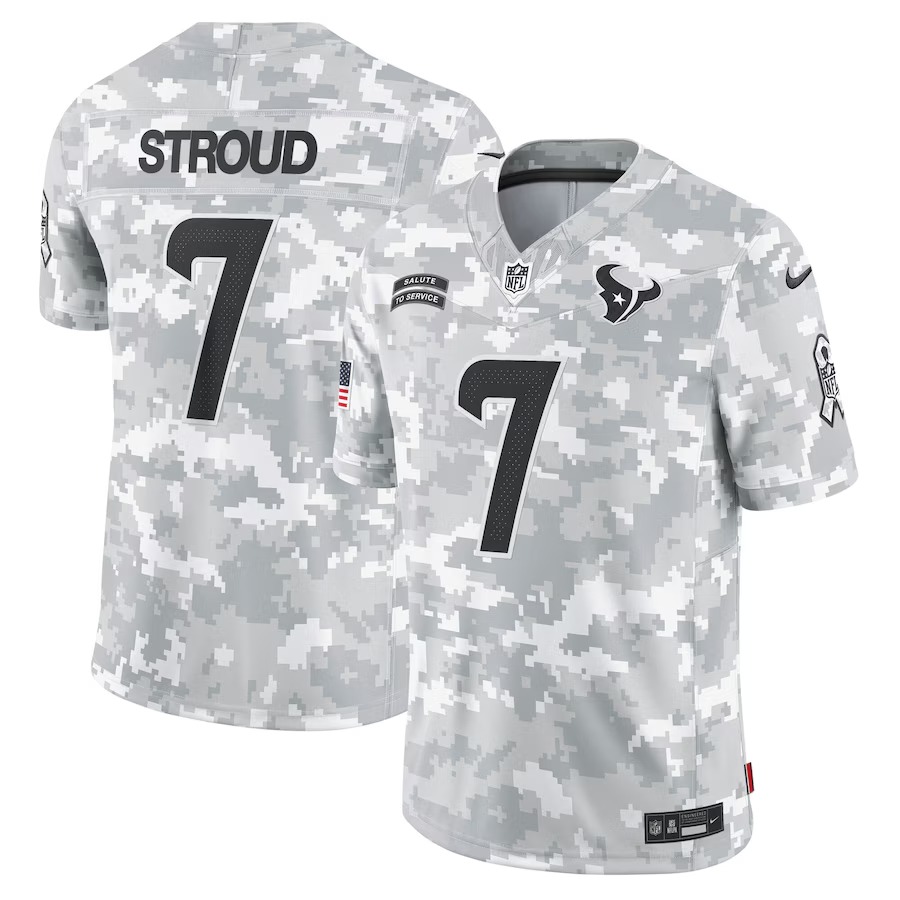 Men's Houston Texans C.J. Stroud Nike Arctic Camo 2024 Salute to Service Limited Jersey - Puhuasuan