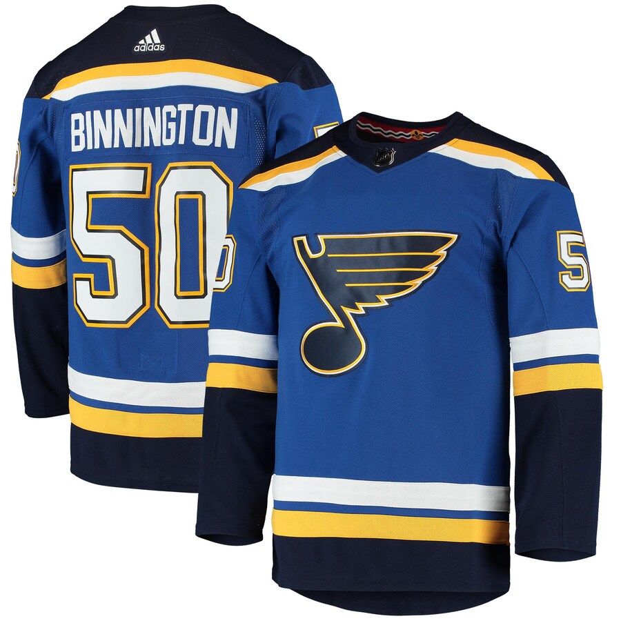 Men's St. Louis Blues Jordan Binnington adidas Blue Home Authentic Player Jersey - Puhuasuan