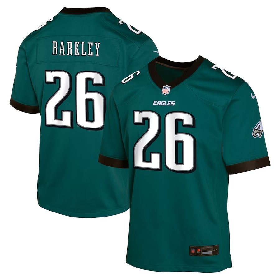 Youth Philadelphia Eagles Saquon Barkley Nike Midnight Green Team Player Game Jersey - Puhuasuan
