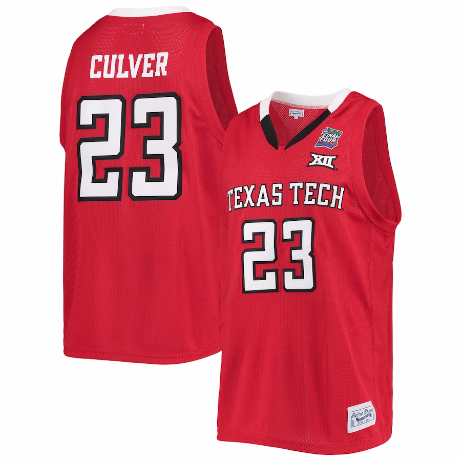 Jarrett Culver Texas Tech Red Raiders Original Retro Brand Alumni Commemorative Replica Basketball Jersey - Red - Puhuasuan
