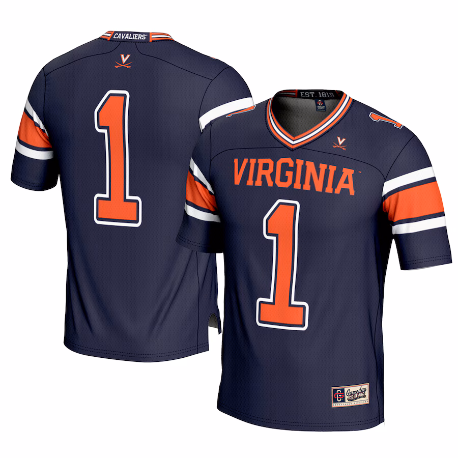 Men's GameDay Greats #1 Navy Virginia Cavaliers Football Jersey - Puhuasuan