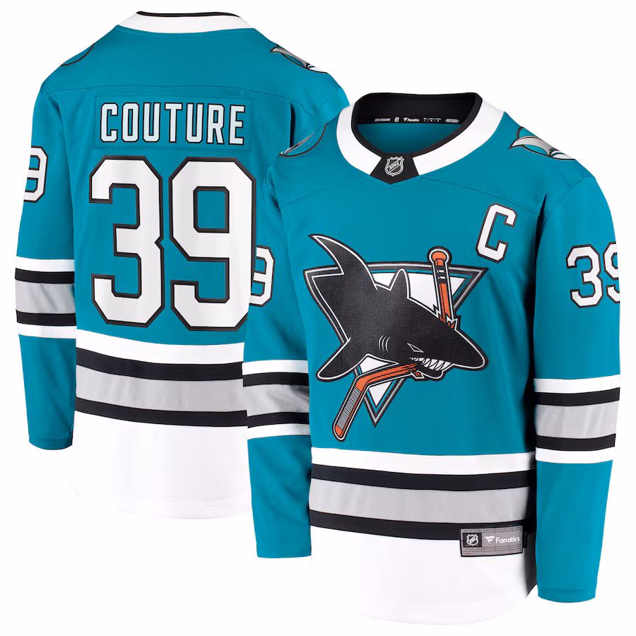 Men's San Jose Sharks Logan Couture Fanatics Teal 30th Anniversary Premier Breakaway Player Jersey - Puhuasuan