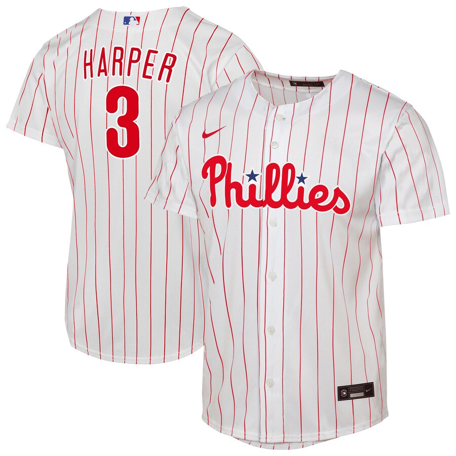 Youth Philadelphia Phillies Bryce Harper Nike White Home Replica Player Jersey - Puhuasuan