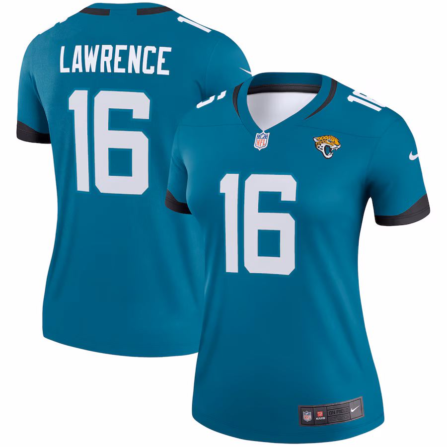 Women's Jacksonville Jaguars Trevor Lawrence Nike Teal Legend Player Performance Top - Puhuasuan