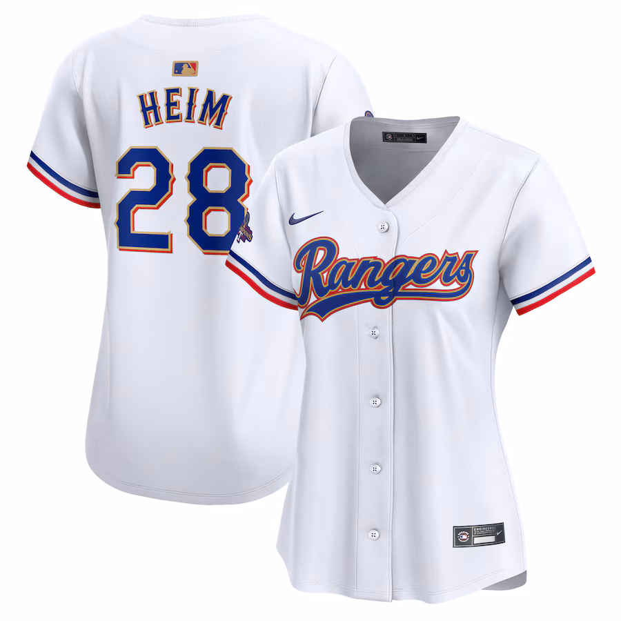 Women's Texas Rangers Jonah Heim Nike White 2024 Gold Collection Limited Player Jersey - Puhuasuan