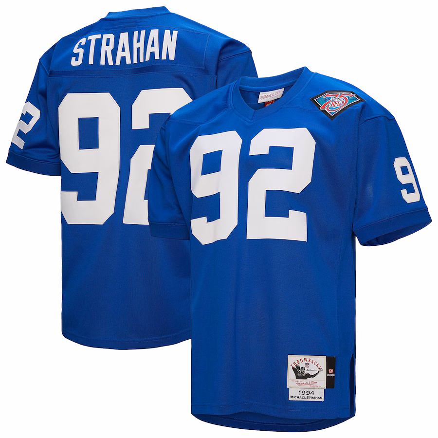 Men's New York Giants 1994 Michael Strahan Mitchell & Ness Royal Authentic Throwback Retired Player Jersey - Puhuasuan