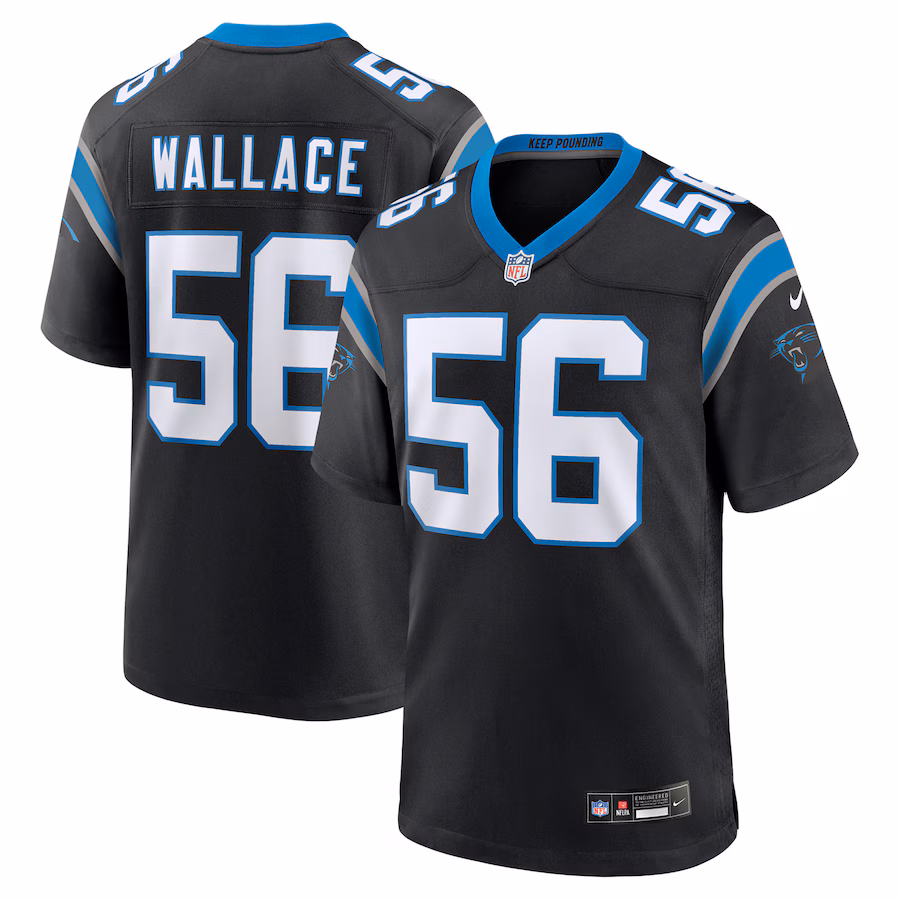 Men's Carolina Panthers Trevin Wallace Nike Black Game Jersey - Puhuasuan