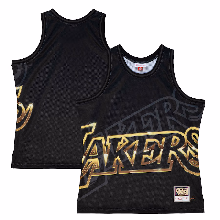 Men's Los Angeles Lakers Black  Mitchell & Ness Big Face 4.0 Fashion Tank Top - Puhuasuan