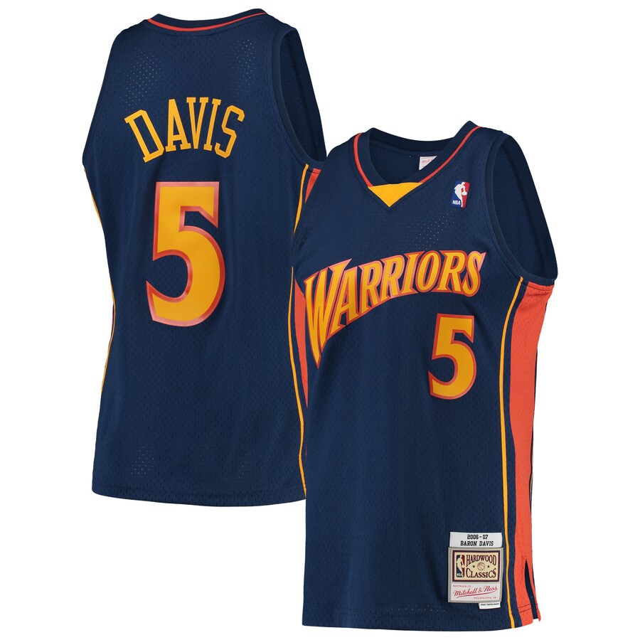 Men's Golden State Warriors Baron Davis Mitchell & Ness Navy 2006/07 Hardwood Classics Swingman Jersey - Puhuasuan