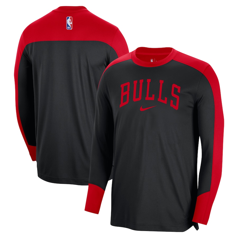 Men's Chicago Bulls Nike Black 2024/25 Authentic Pre-Game Legend Long Sleeve Shooting Shirt - Puhuasuan