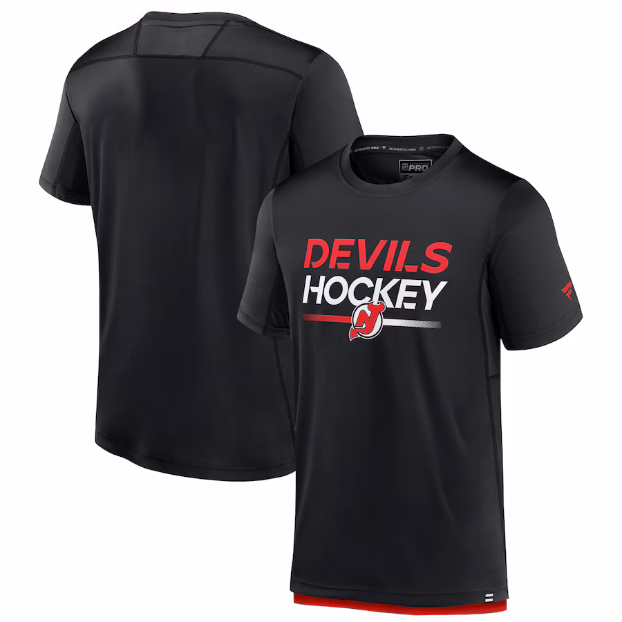 Men's New Jersey Devils Fanatics Black Authentic Pro Tech T-Shirt - Puhuasuan