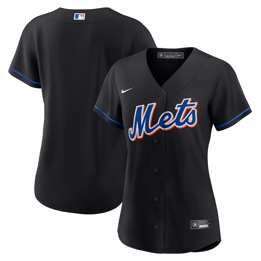 Women's New York Mets Nike Black 2022 Alternate Replica Team Jersey - Puhuasuan