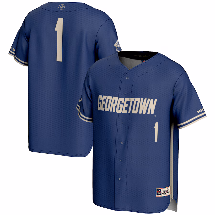 Men's GameDay Greats #1 Navy Georgetown Hoyas Lightweight Baseball Fashion Jersey - Puhuasuan