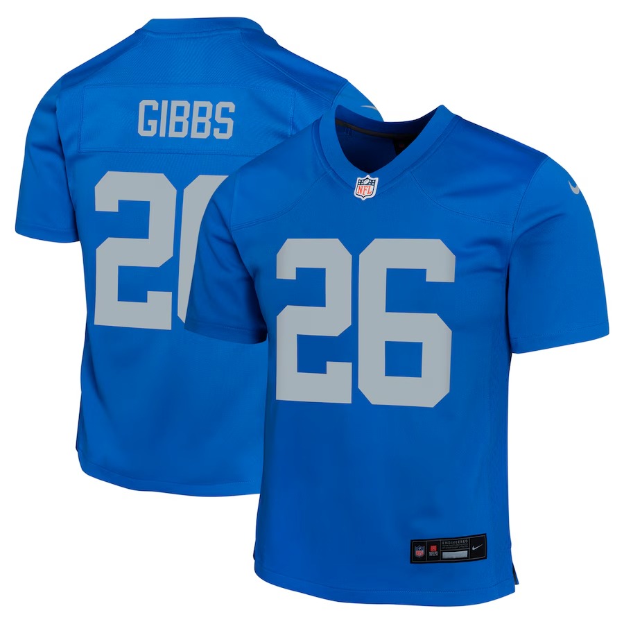 Youth Detroit Lions Jahmyr Gibbs Nike  Blue Alternate Game Jersey - Puhuasuan