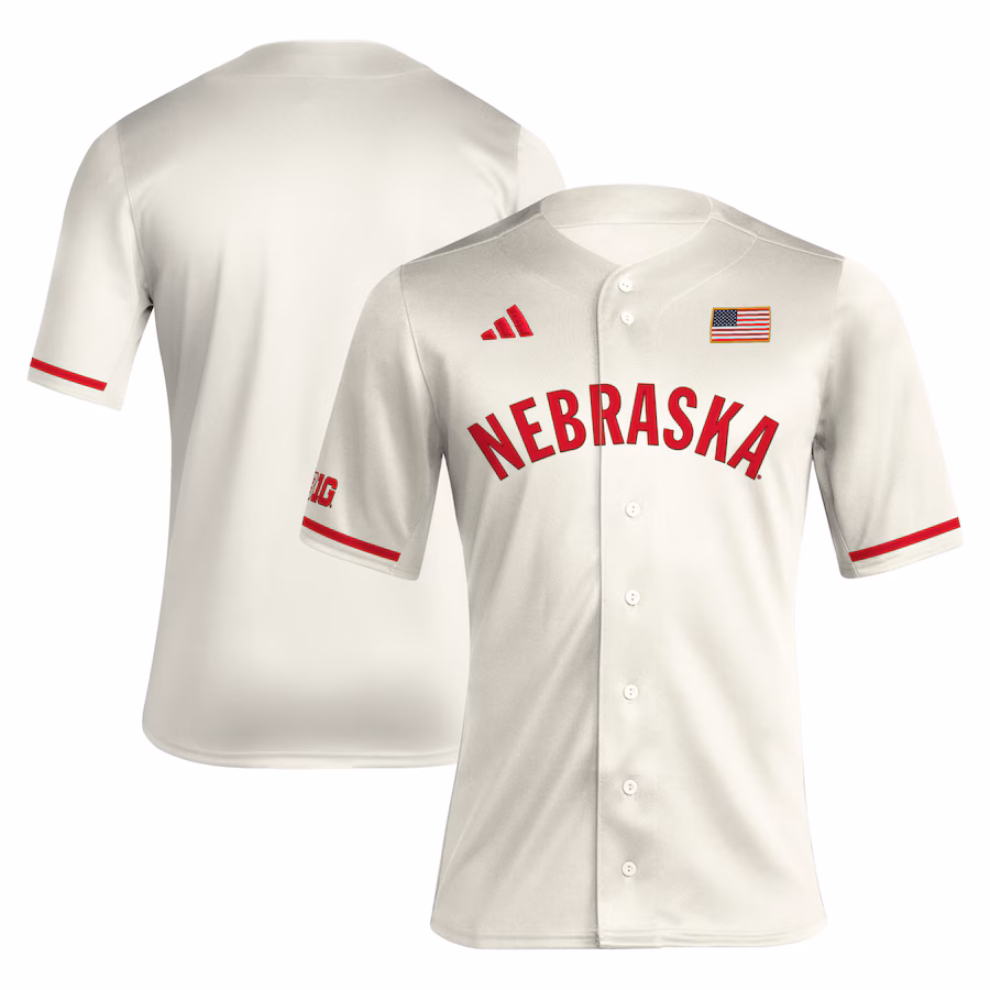 Men's adidas Cream Nebraska Huskers Replica Baseball Jersey - Puhuasuan