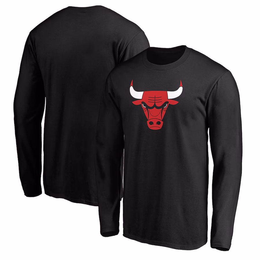Men's Chicago Bulls Black Primary Team Logo Long Sleeve T-Shirt - Puhuasuan