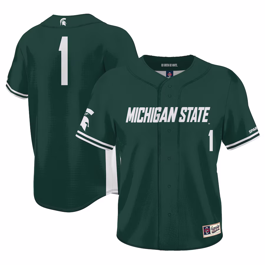#1 Michigan State Spartans GameDay Greats Lightweight Baseball Jersey - Green - Puhuasuan