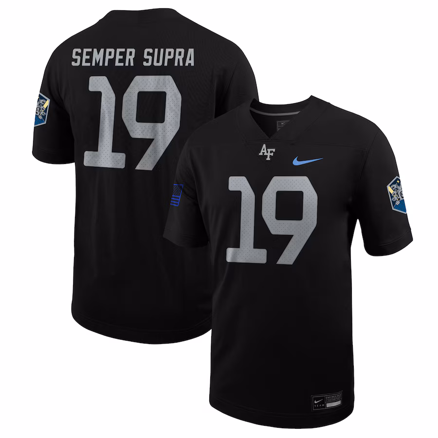 Men's Nike #19 Black Air Force Falcons Space Force Rivalry Alternate Game Football Jersey - Puhuasuan