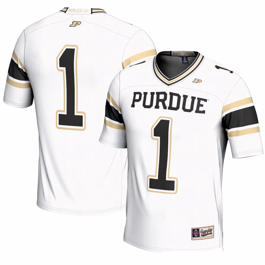 Men's GameDay Greats #1 White Purdue Boilermakers Endzone Football Jersey - Puhuasuan