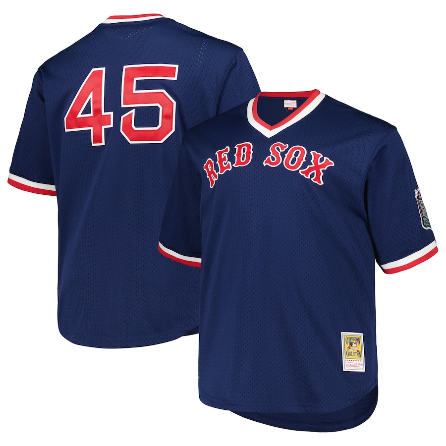 Men's Boston Red Sox Pedro Martinez Mitchell & Ness Navy 1999 Cooperstown Collection Mesh Pullover Jersey - Puhuasuan