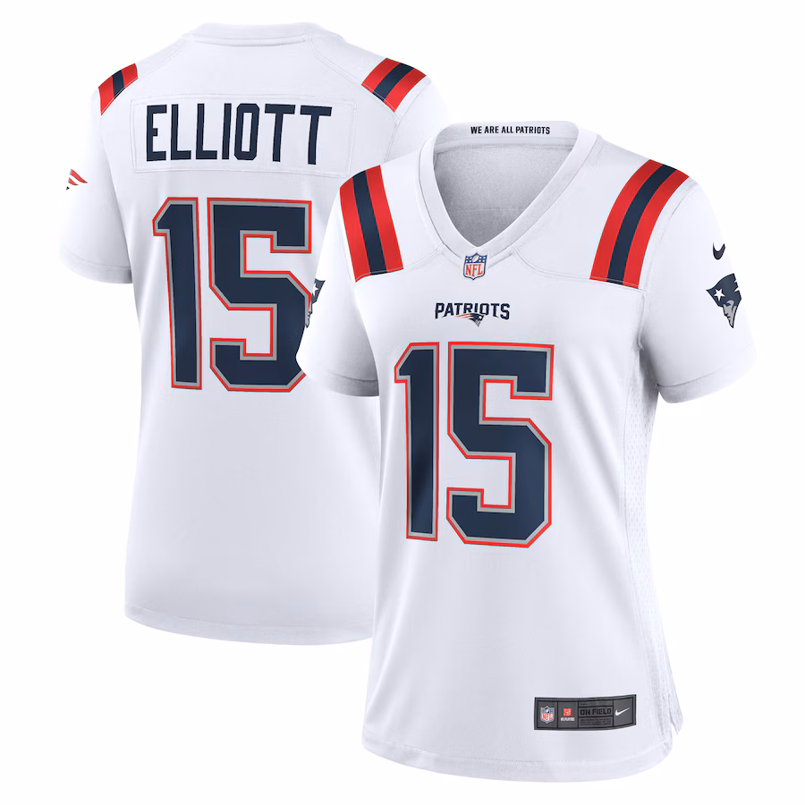 Women's New England Patriots Ezekiel Elliott Nike White Game Player Jersey - Puhuasuan