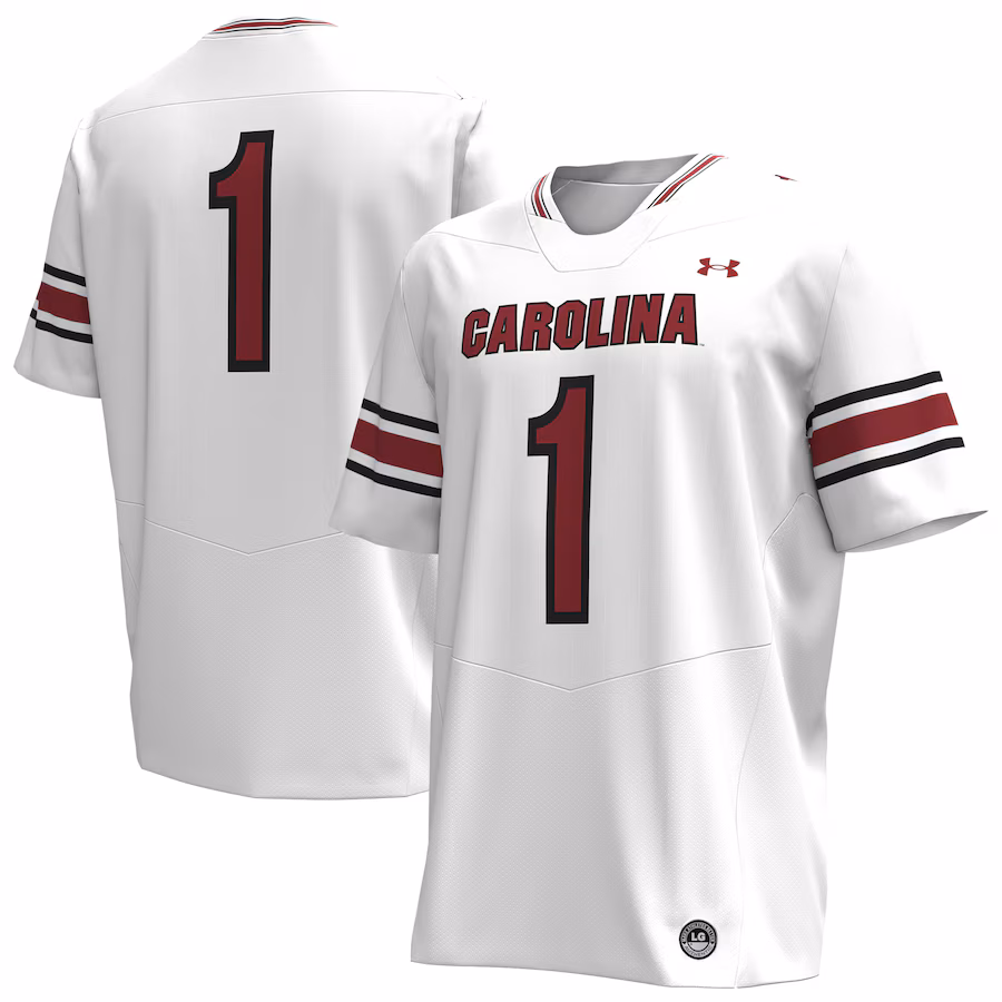 Men's Under Armour #1 White South Carolina Gamecocks Replica Football Jersey - Puhuasuan
