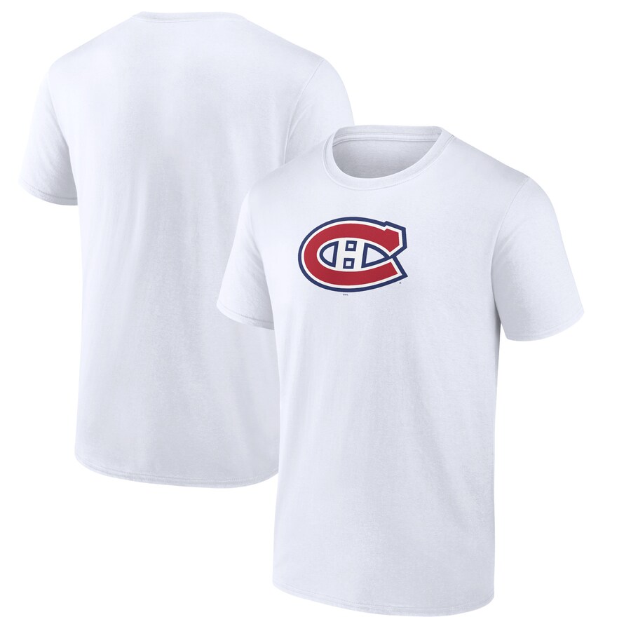 Men's Montreal Canadiens White Team Primary Logo Graphic T-Shirt - Puhuasuan