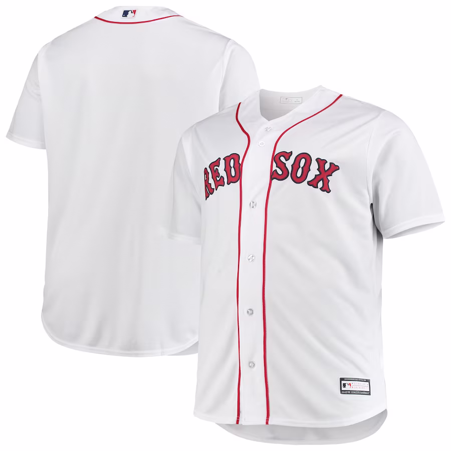 Men's Boston Red Sox White Big & Tall Home Replica Team Jersey - Puhuasuan
