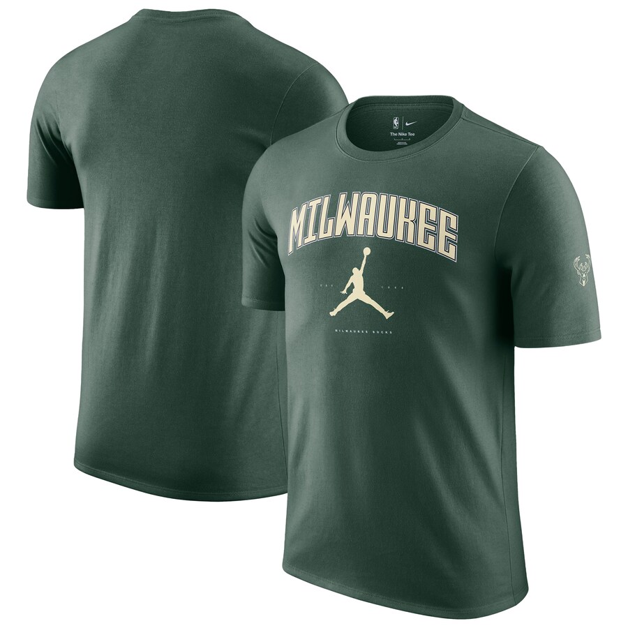 Unisex Milwaukee Bucks Jordan Brand Hunter Green Essential Cities T-Shirt - Puhuasuan