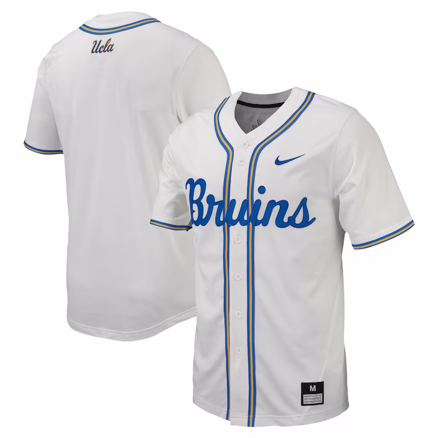 UCLA Bruins Nike Replica Full-Button Baseball Jersey - White - Puhuasuan
