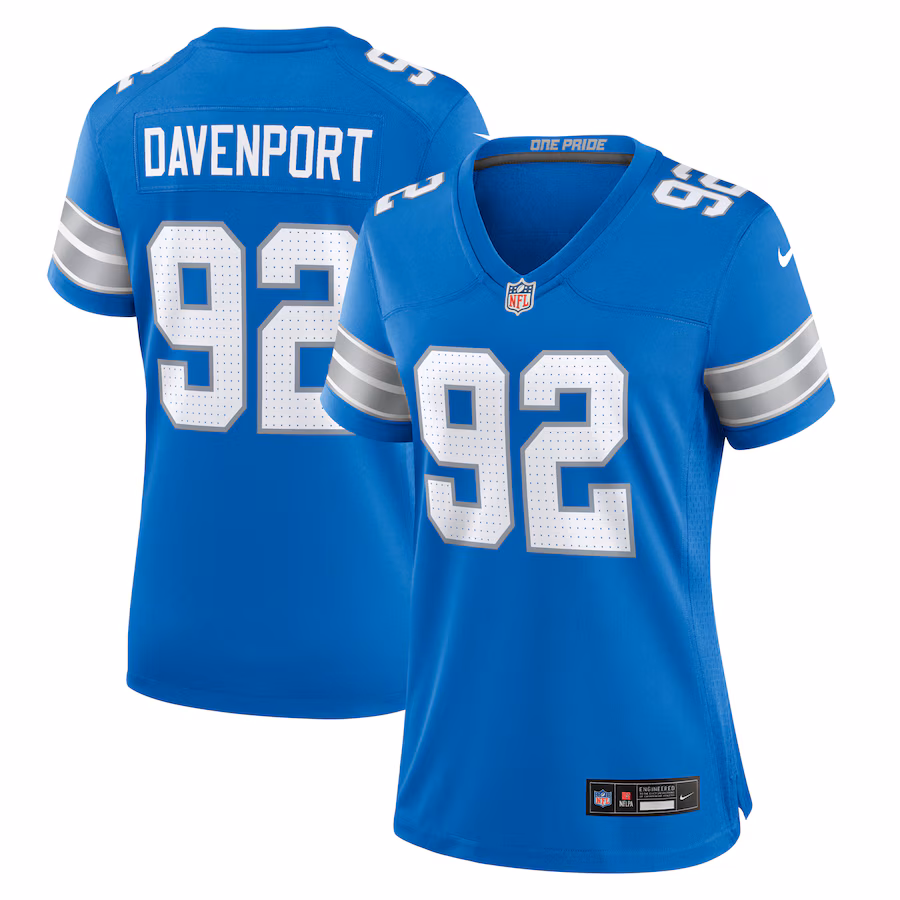 Women's Detroit Lions Marcus Davenport Nike  Blue Team Game Jersey - Puhuasuan